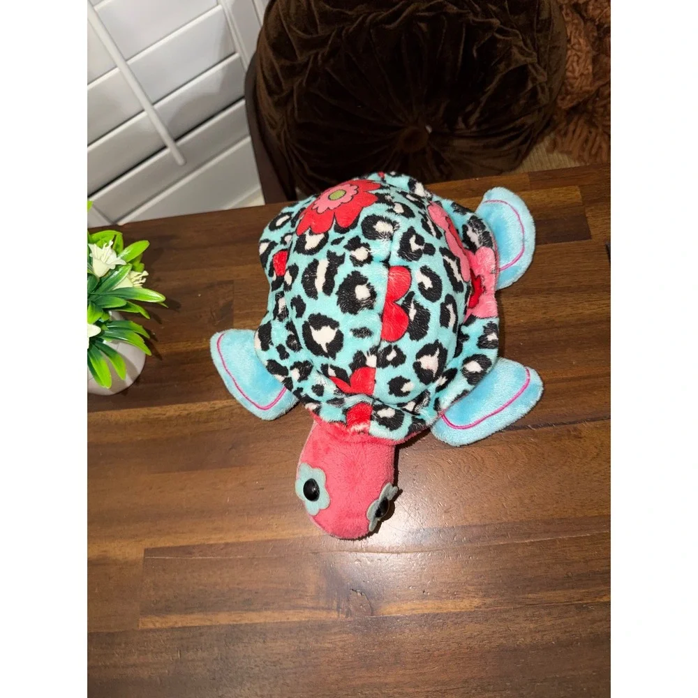 Douglas The Cuddle Toy Sea Turtle Plush Leopard Print Flower Shell Pink Blue 10